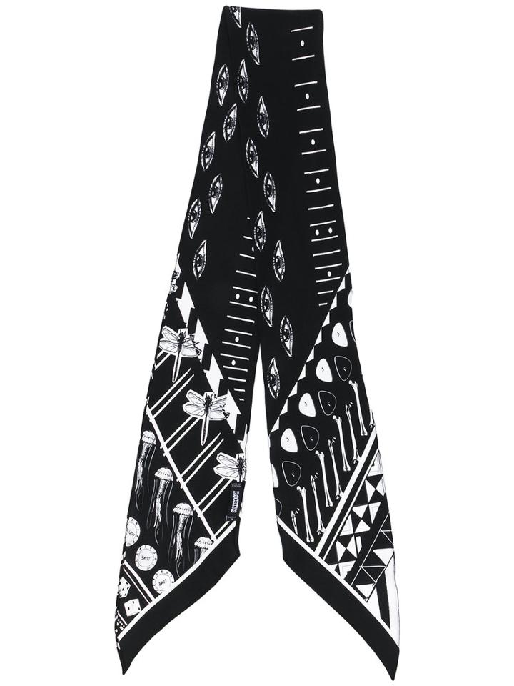 Rockins - Eye Print Skinny Scarf - Women - Silk - One Size, Black, Silk