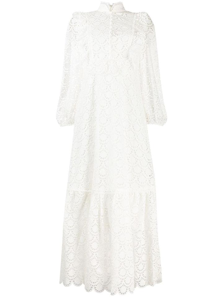 Zimmermann Embroidered Flared Dress - White