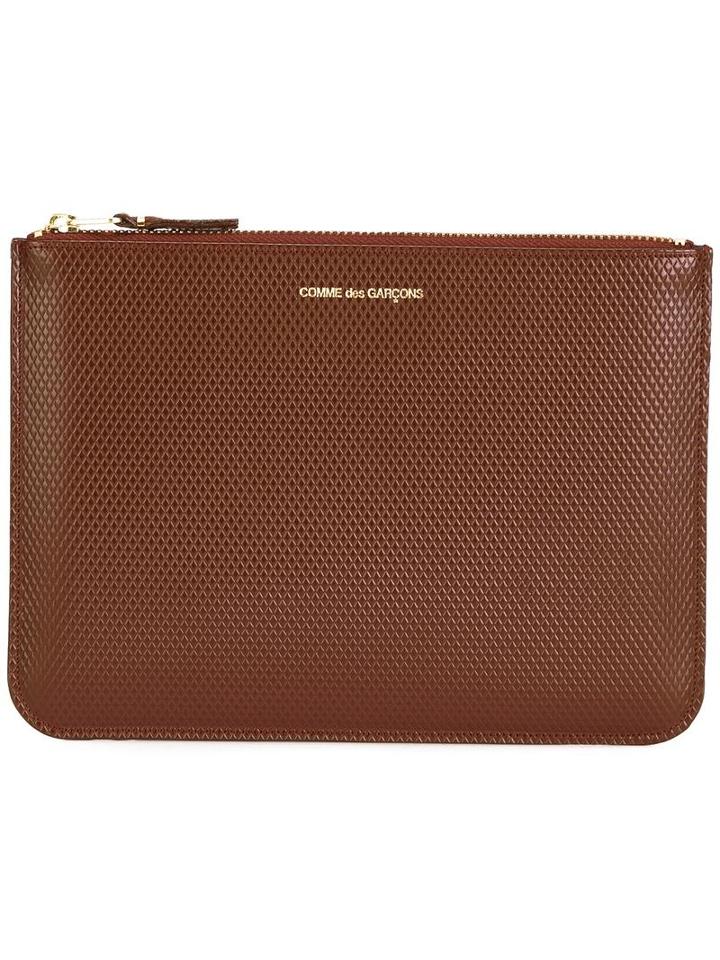 Tartan Patchwork Clutch, Men's, Brown, Leather, Comme Des Garçons