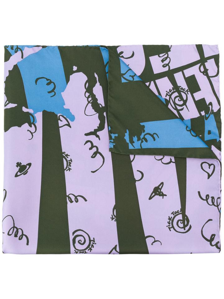 Vivienne Westwood Printed Scarf - Pink & Purple