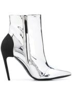 Diesel High-heel Ankle Boots In Mirrored Pu - Silver
