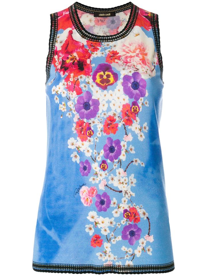 Roberto Cavalli Floral Print Vest - Blue