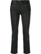 7 For All Mankind Faux Leather Cropped Trousers - Black