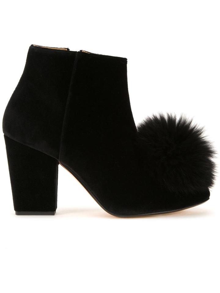Sonia Rykiel Pompom Applique Boots - Black