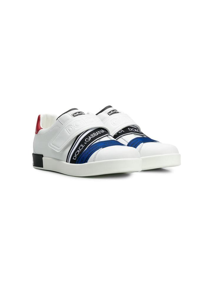 Dolce & Gabbana Kids Touch-strap Logo Sneakers - White