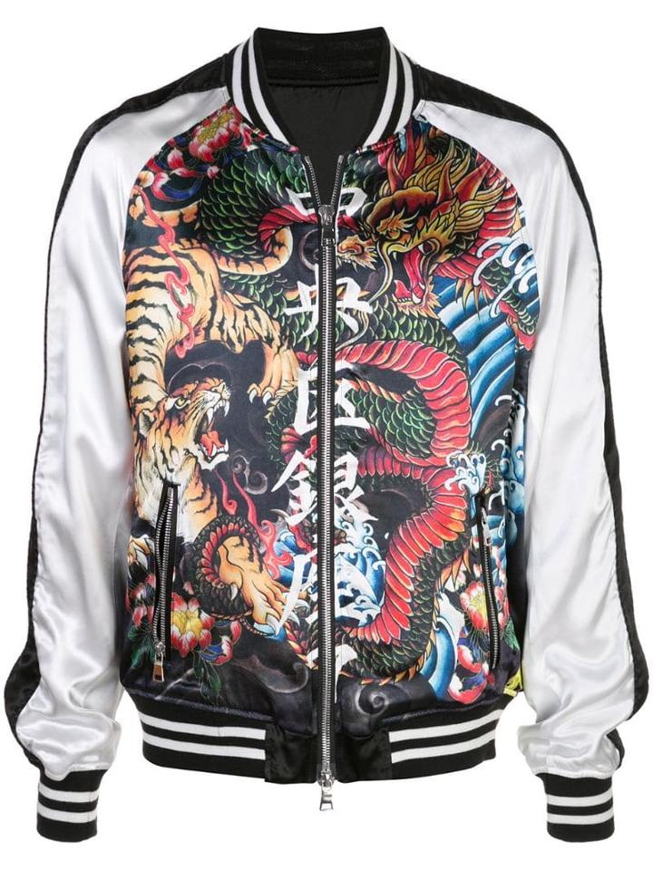 Balmain Japanese Print Bomber Jacket - Black