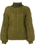 Aalto Oversized Cable Knit Sweater - Green