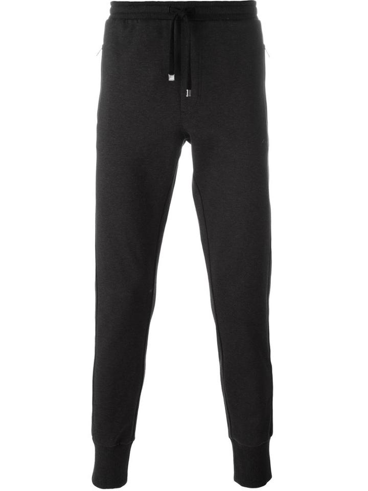 Dolce & Gabbana Slim Fit Track Pants, Men's, Size: 54, Grey, Cotton/polyamide