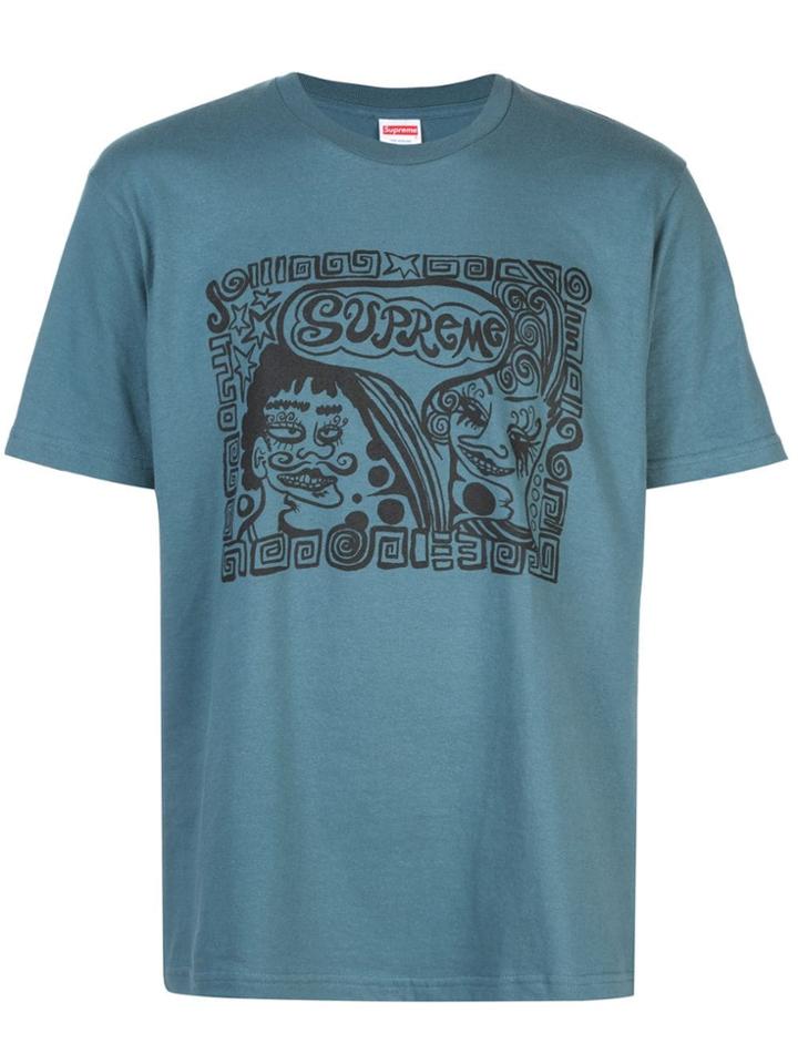 Supreme Faces-print T-shirt - Blue