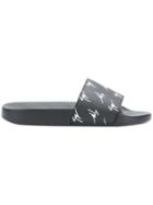 Giuseppe Zanotti Design Logo Print Slide Sandals - Black