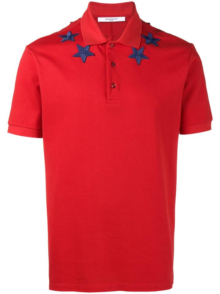 Givenchy - Star Applique Polo Shirt - Men - Cotton/polyester - Xl, Red, Cotton/polyester