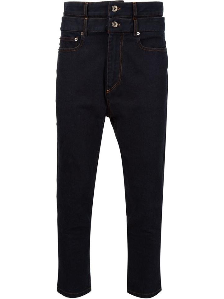 Y / Project Stacked Cropped Jeans, Men's, Size: Large, Black, Cotton/spandex/elastane
