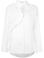 Cédric Charlier Ruffled Shirt, Women's, Size: 40, White, Cotton/other Fibers