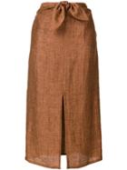 Masscob Bow Waist Mid Skirt - Brown
