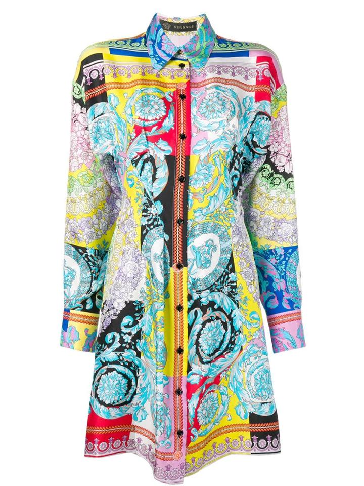 Versace Barocco Print Shirt Dress - Multicolour