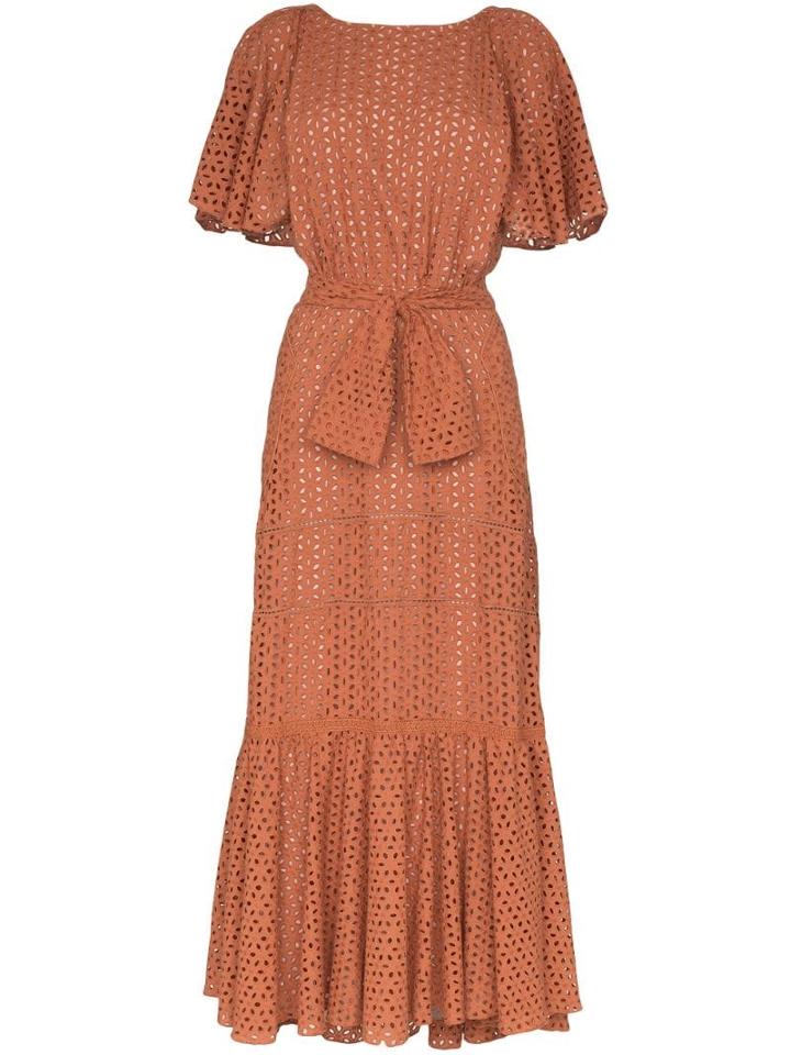 Johanna Ortiz You Should Be Dancing Broderie Anglaise Dress - Orange