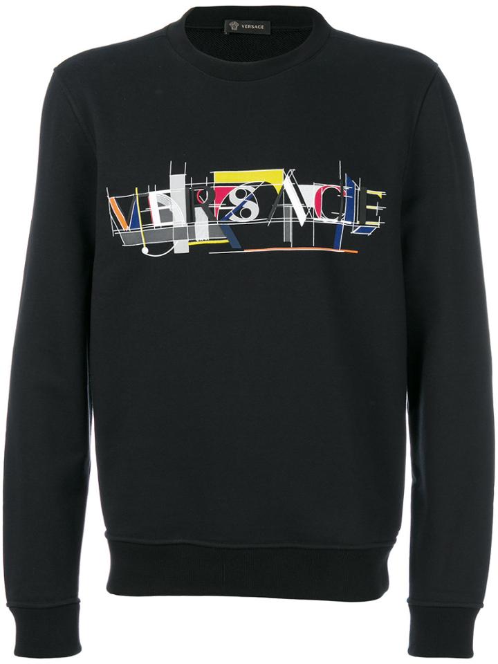 Versace Geometric Logo Print Sweatshirt - Black