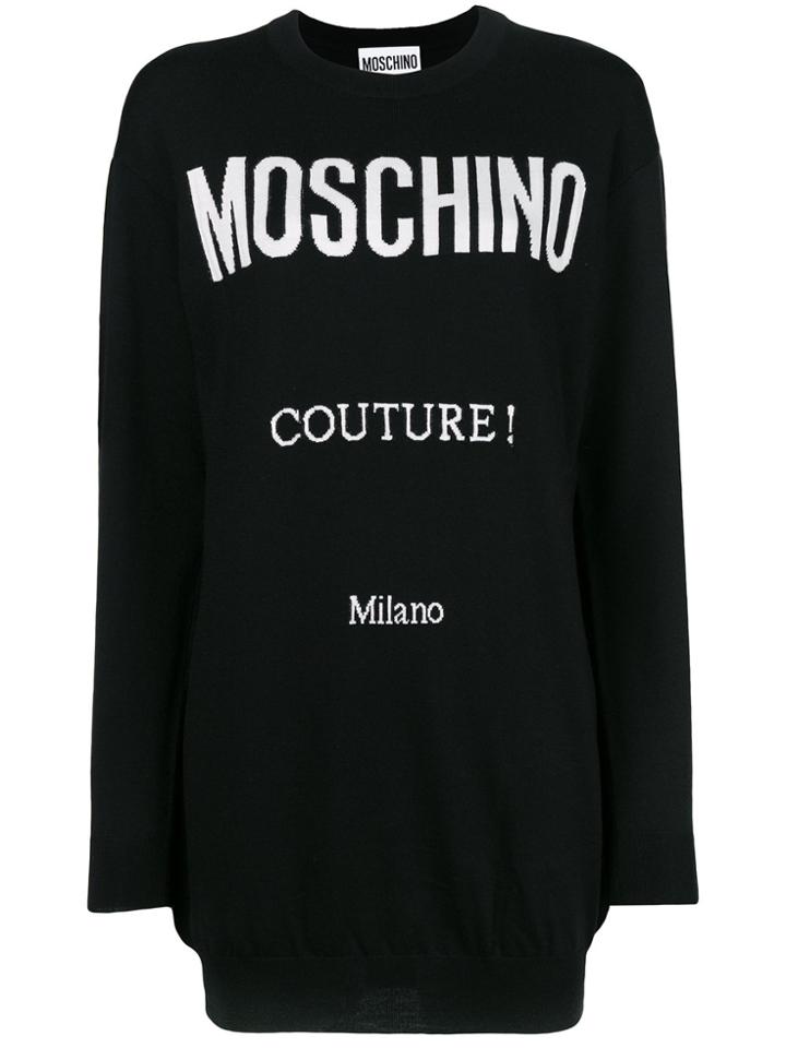 Moschino Logo Printed Long Sleeved T-shirt - Black