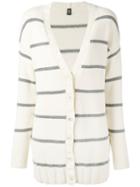Eleventy - Striped Cardigan - Women - Cotton/polyamide - L, Women's, White, Cotton/polyamide