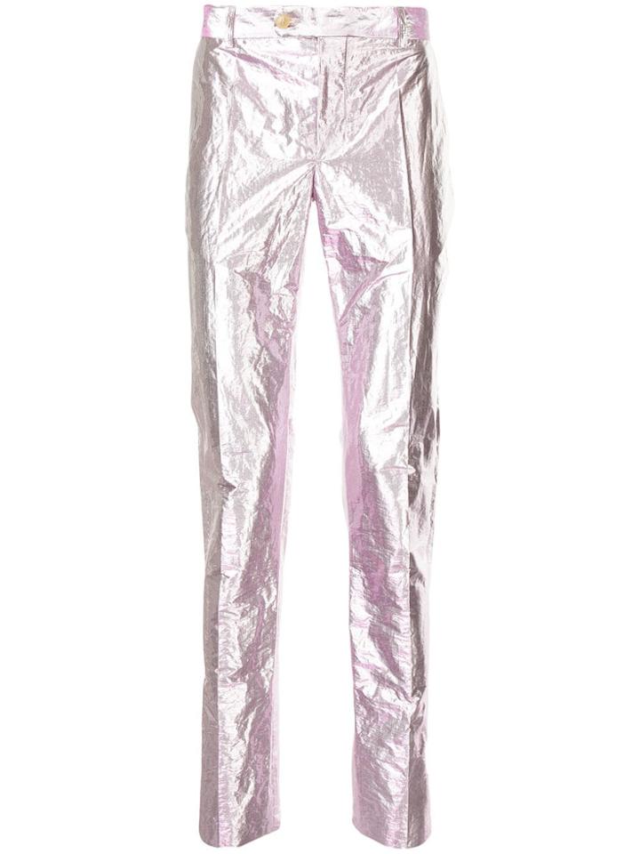 Walter Van Beirendonck Vintage Metallic Slim Trousers - Purple