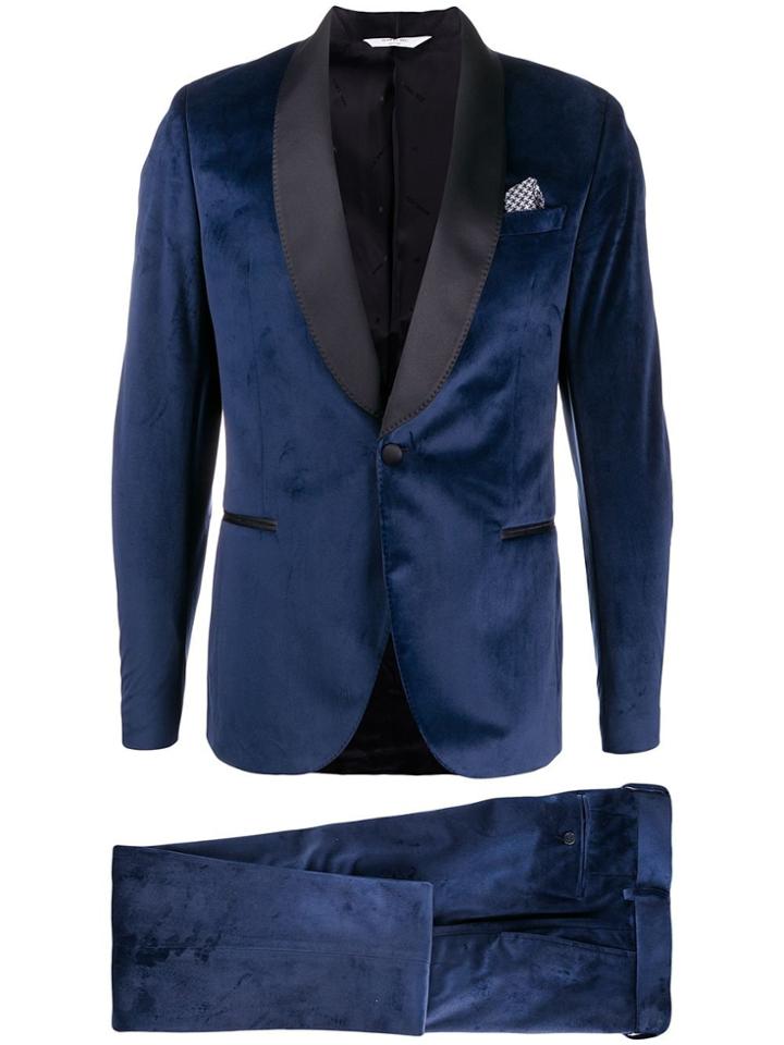 Manuel Ritz Two-piece Velvet Suit - Blue