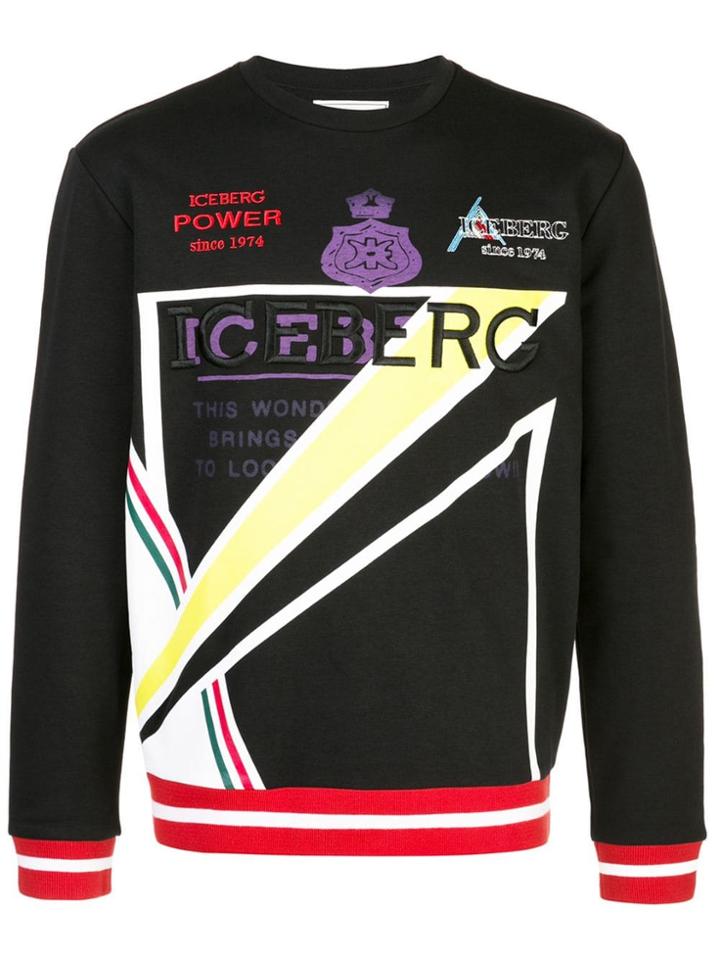 Iceberg Logo Embroidered Sweater - Black