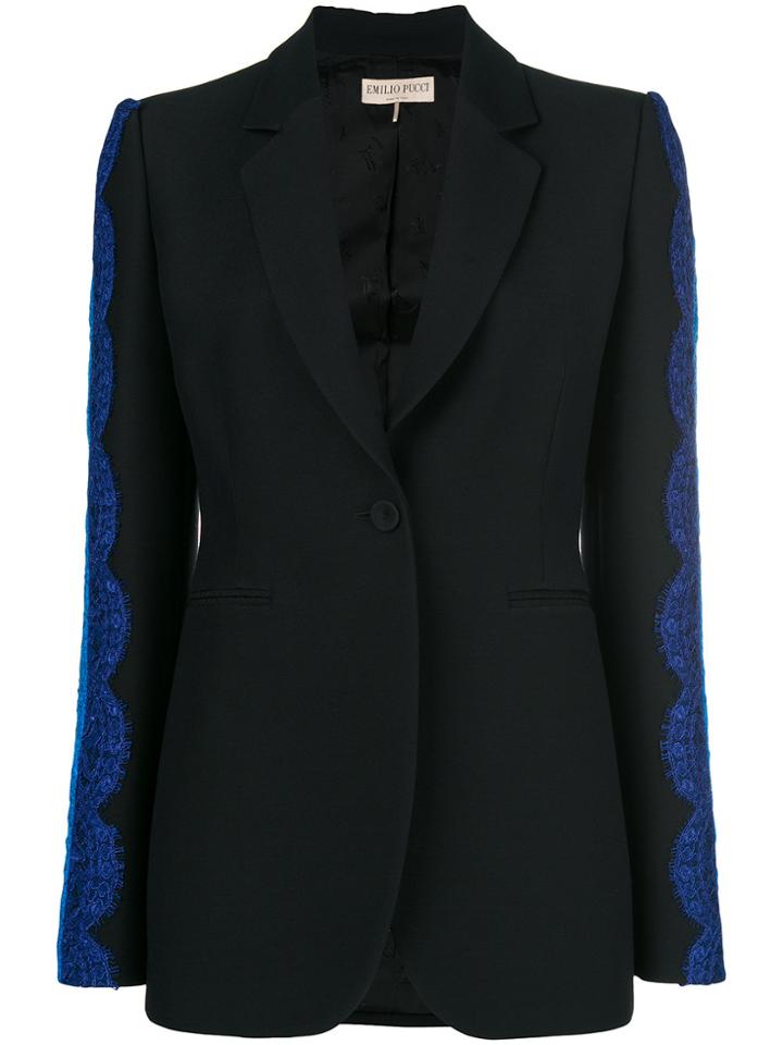 Emilio Pucci Lace Inserts Blazer - Black