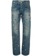 Tu Es Mon Trésor Bijou Gem Studded Jeans - Blue