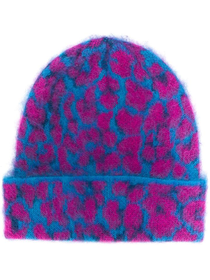 Golden Goose Leopard Print Beanie - Blue