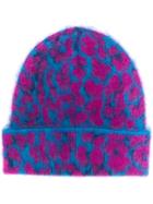 Golden Goose Leopard Print Beanie - Blue