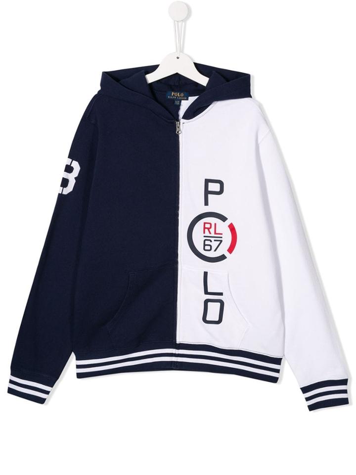 Ralph Lauren Kids Newport Colour Block Zipped Hoodie - Blue