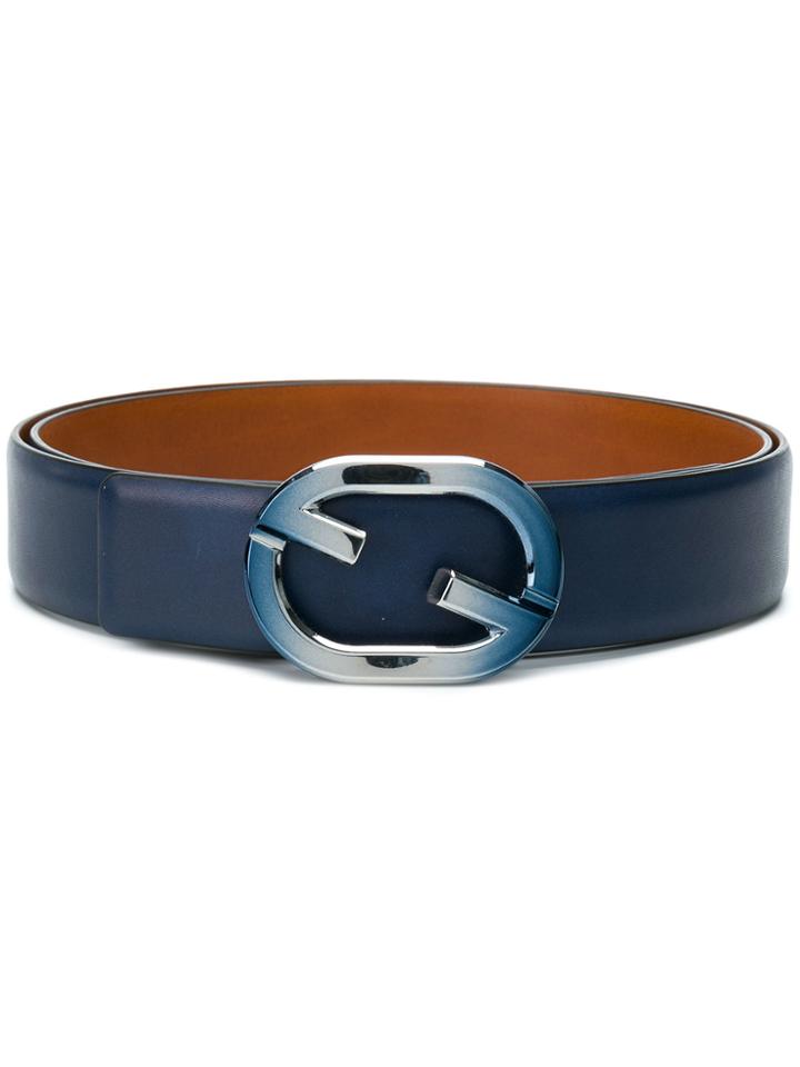 Santoni Logo Buckle Belt - Blue