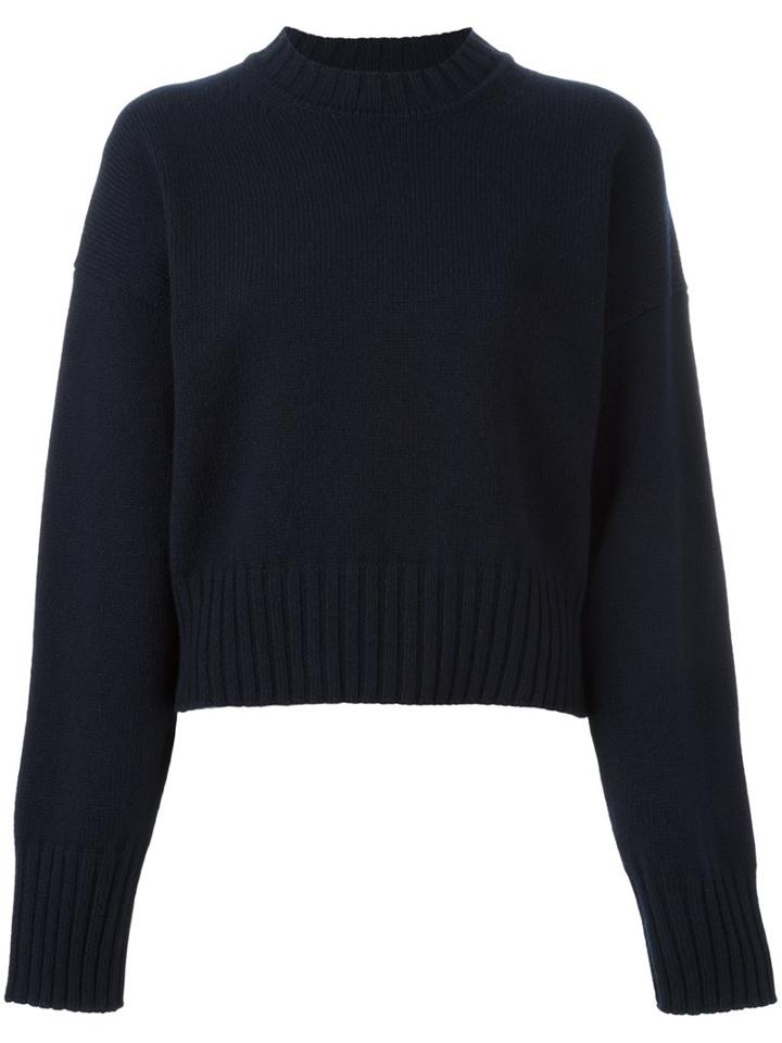 Jil Sander Drop Shoulder Sweater, Women's, Size: 36, Blue, Cashmere/wool
