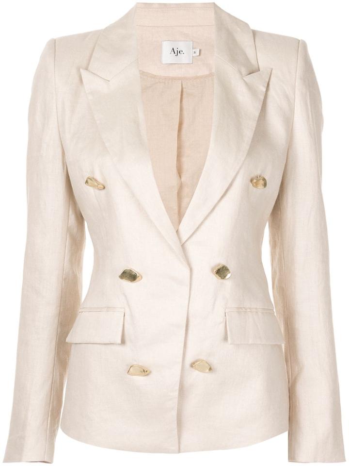 Aje Behati Double Breasted Blazer - Brown