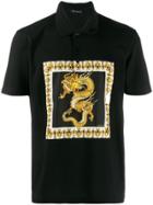 Versace Dragon Patch Polo Shirt - Black