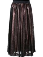 Muveil Metallic Pleated Skirt, Women's, Size: 40, Brown, Cupro/polyester