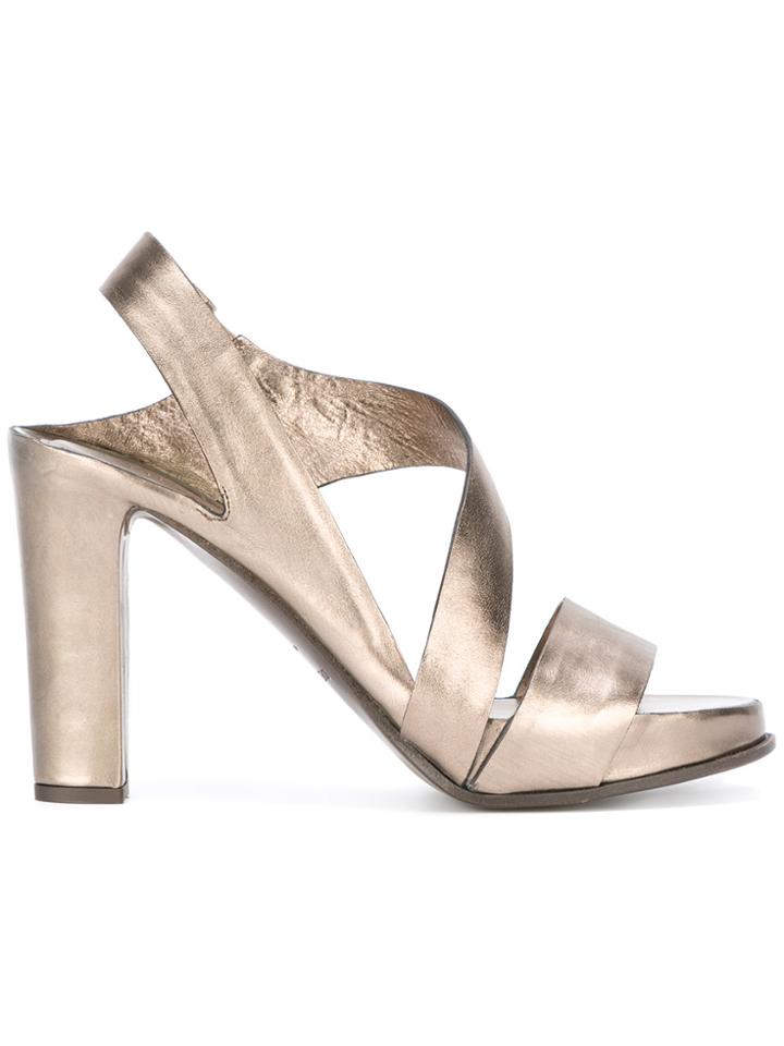Del Carlo Block Heel Sandals - Metallic
