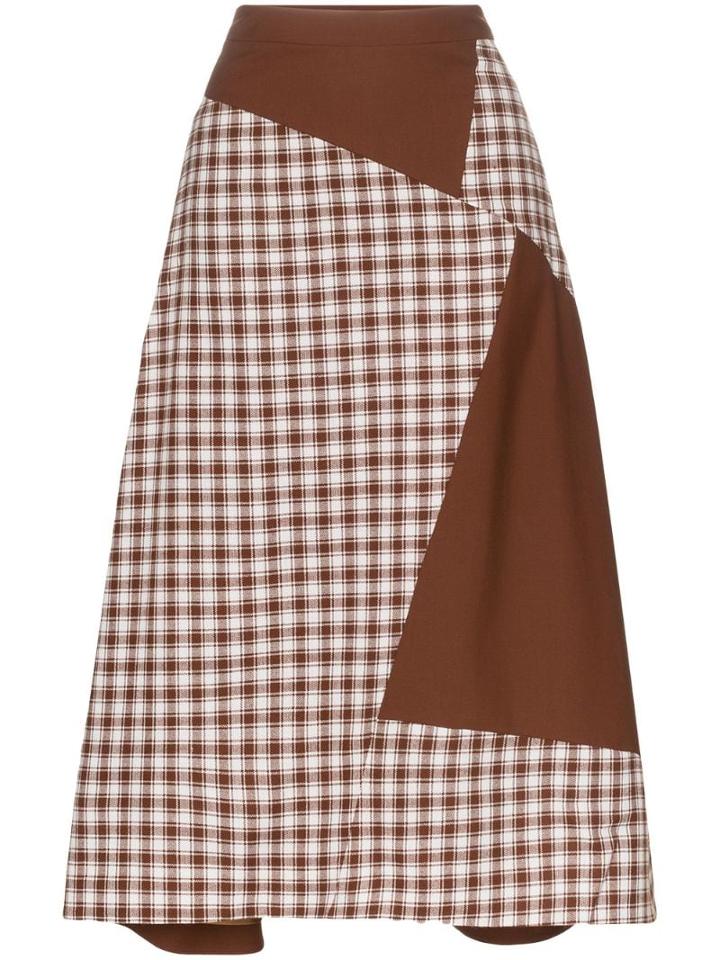 Rejina Pyo Check Patch Midi Skirt - Brown