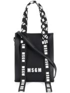 Msgm Logo Ribbon Small Tote Bag - Black