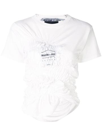 Maison The Faux Gathered Logo T-shirt - White