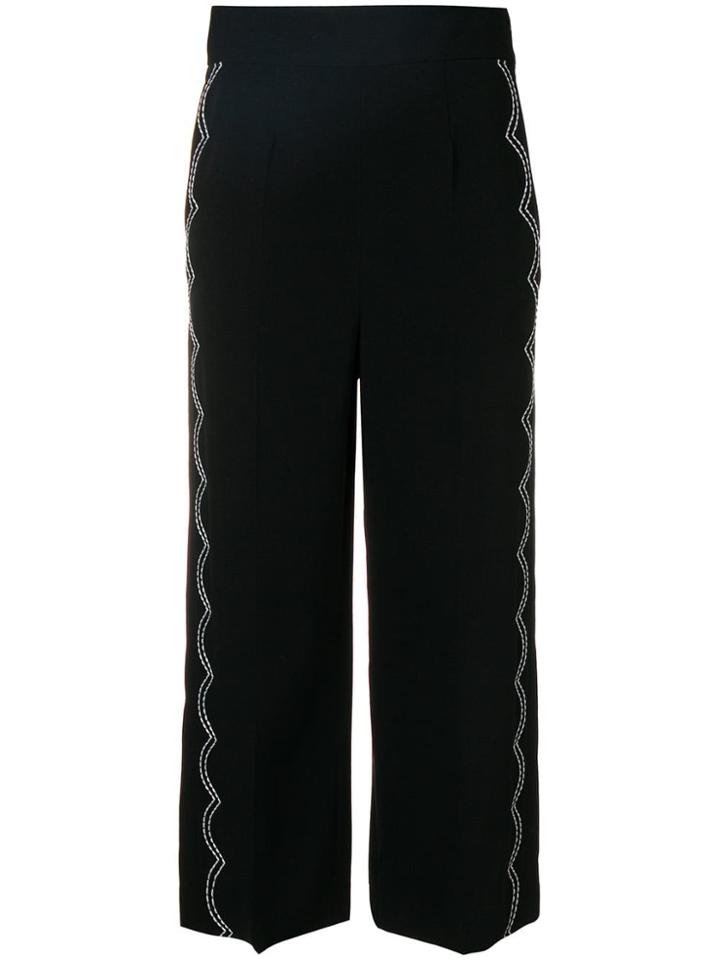 Red Valentino Scalloped Stitch Culottes - Black