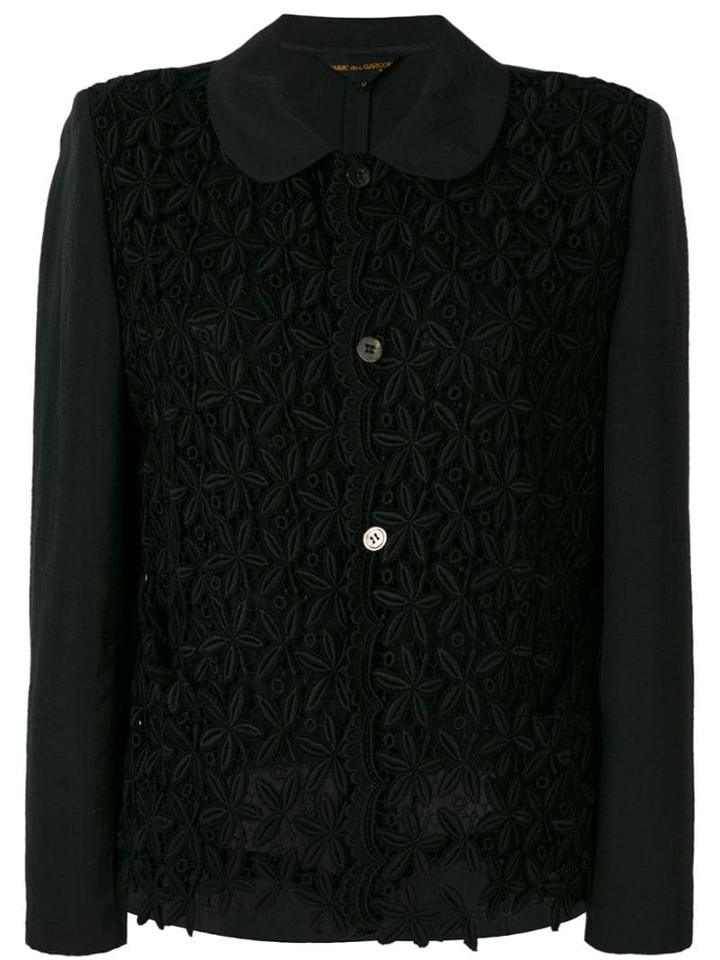 Comme Des Garçons Pre-owned Floral Panelled Blazer - Black