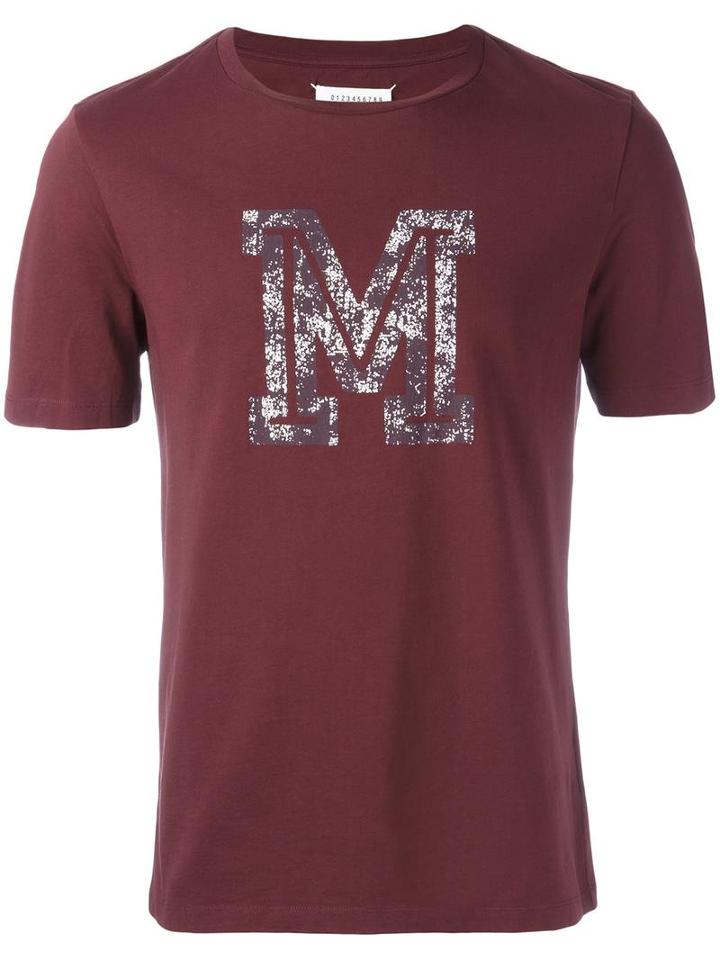 Maison Margiela M Print T-shirt, Men's, Size: 50, Red, Cotton