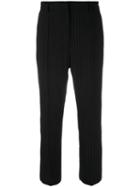 Mm6 Maison Margiela Pinstripe Cropped Trousers, Women's, Size: 44, Black, Polyester/viscose