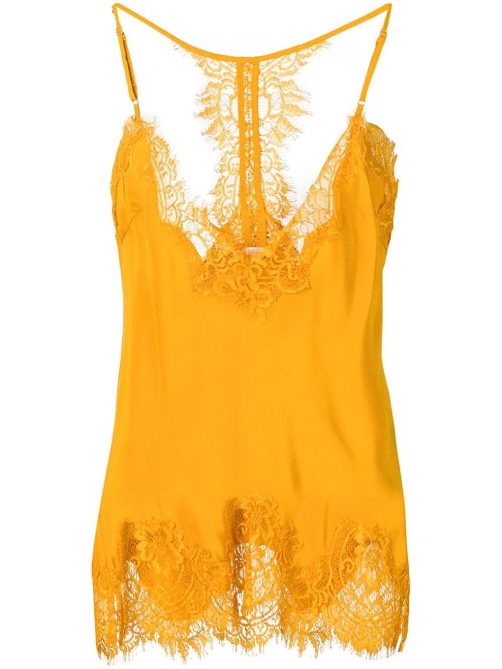 Gold Hawk Lace Panel Top - Yellow