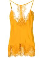 Gold Hawk Lace Panel Top - Yellow
