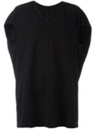 Rick Owens Drkshdw Ribbed Detail V-neck T-shirt, Women's, Size: Small, Black, Cotton
