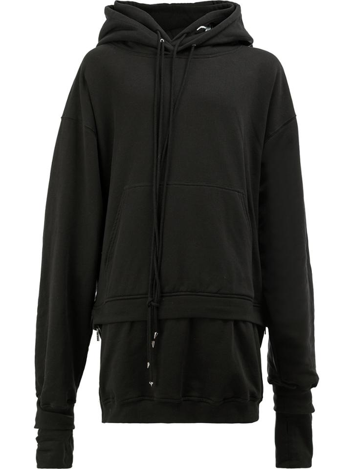 Mjb Oversized Double Layer Hoodie - Black