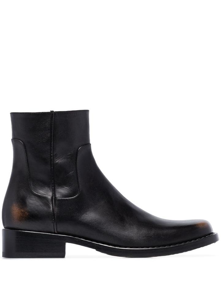 Raf Simons Leather Ankle Boots - Black