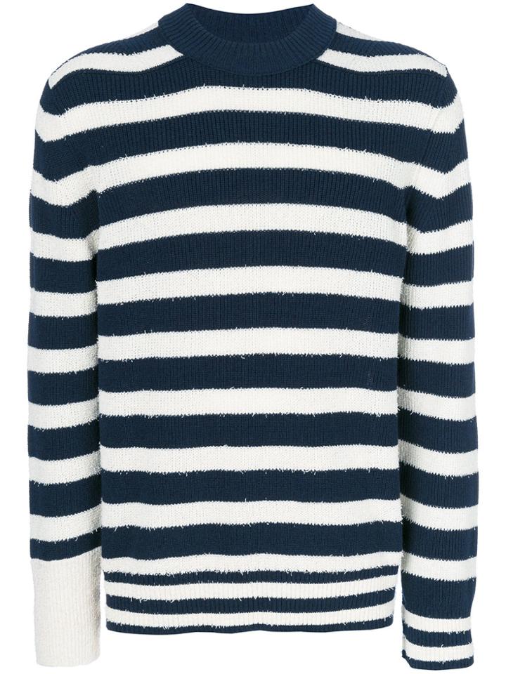 Sacai Striped Crew Neck Jumper - Blue